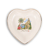 San Diego Ceramic Ring Dish, Gold Rim Trinket Tray, Jewelry Holder Gift, Round Wavy Round Heart — Front view — Photo 3