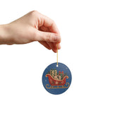 Santa Sleigh and Gifts Ceramic Ornament, Double Sided Round Christmas Decoration, Holiday Keepsake Gift — Product view — Photo 9