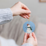 Scarf Snowman Ceramic Ornament, Double Sided Round Christmas Decoration, Holiday Keepsake Gift — Product view — Photo 10
