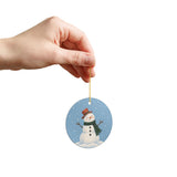 Scarf Snowman Ceramic Ornament, Double Sided Round Christmas Decoration, Holiday Keepsake Gift — Product view — Photo 9