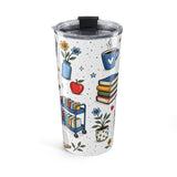 School Library Hero 20oz Tumbler — Due Date Hero — Insulated Stainless Steel Travel Cup — Back view — Photo 2