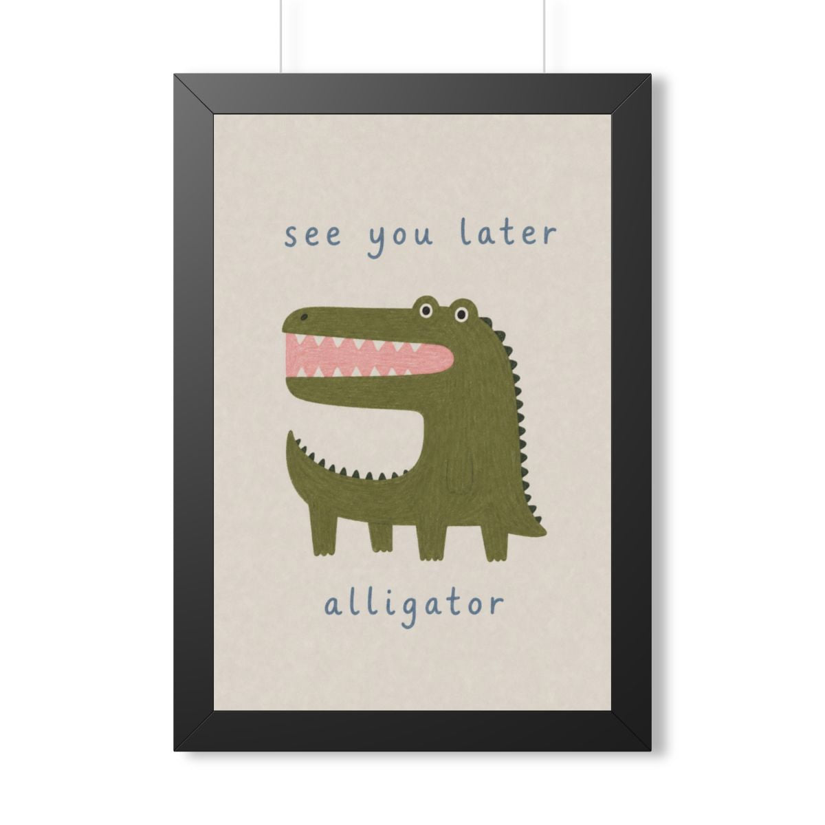 See You Later Alligator Framed Nursery Poster — Storybook Wall Art — Kids Room Decor — Black Walnut White Frame — 16x24 20x30 — Front view — Photo 1