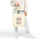 Seek Wisdom Practice Kindness Tote Bag — Ancient Wisdom Quote Canvas Bag — Colorful Philosophy Gift — Product view — Photo 9