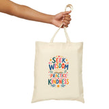 Seek Wisdom Practice Kindness Tote Bag — Ancient Wisdom Quote Canvas Bag — Colorful Philosophy Gift — Product view — Photo 11