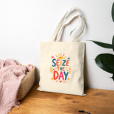 Seize The Day Tote Bag — Ancient Wisdom Quote Canvas Bag — Colorful Philosophy Gift — Product view — Photo 13