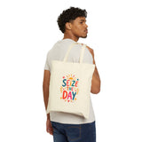 Seize The Day Tote Bag — Ancient Wisdom Quote Canvas Bag — Colorful Philosophy Gift — Product view — Photo 3