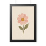 Single Pink Flower Framed Nursery Poster — Storybook Wall Art — Kids Room Decor — Black Walnut White Frame — 16x24 20x30 — Front view — Photo 1