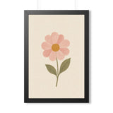 Single Pink Flower Framed Nursery Poster — Storybook Wall Art — Kids Room Decor — Black Walnut White Frame — 16x24 20x30 — Front view — Photo 2