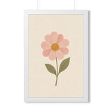 Single Pink Flower Framed Nursery Poster — Storybook Wall Art — Kids Room Decor — Black Walnut White Frame — 16x24 20x30 — Front view — Photo 6