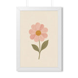 Single Pink Flower Framed Nursery Poster — Storybook Wall Art — Kids Room Decor — Black Walnut White Frame — 16x24 20x30 — Front view — Photo 5