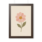 Single Pink Flower Framed Nursery Poster — Storybook Wall Art — Kids Room Decor — Black Walnut White Frame — 16x24 20x30 — Front view — Photo 3