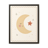 Sleepy Moon Framed Nursery Canvas, Storybook Kids Room Wall Art, 12x16 18x24 — Front view — Photo 5