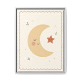 Sleepy Moon Framed Nursery Canvas, Storybook Kids Room Wall Art, 12x16 18x24 — Front view — Photo 6