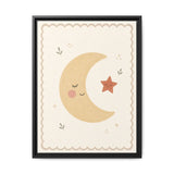 Sleepy Moon Framed Nursery Canvas, Storybook Kids Room Wall Art, 12x16 18x24 — Front view — Photo 2