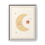 Sleepy Moon Framed Nursery Canvas, Storybook Kids Room Wall Art, 12x16 18x24 — Front view — Photo 4