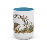 Small Hedgehog Accent Mug | Watercolor Nature Coffee Cup | 11oz 15oz Woodland Animal Gift — 15oz / Light Blue — front