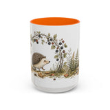 Small Hedgehog Accent Mug | Watercolor Nature Coffee Cup | 11oz 15oz Woodland Animal Gift — 15oz / Orange — front