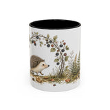 Small Hedgehog Accent Mug | Watercolor Nature Coffee Cup | 11oz 15oz Woodland Animal Gift — 11oz / Black — front