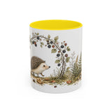 Small Hedgehog Accent Mug | Watercolor Nature Coffee Cup | 11oz 15oz Woodland Animal Gift — 11oz / Yellow — front