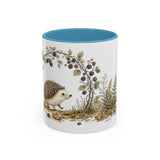 Small Hedgehog Accent Mug | Watercolor Nature Coffee Cup | 11oz 15oz Woodland Animal Gift — 11oz / Light Blue — front