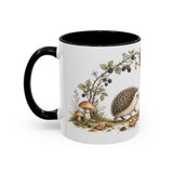 Small Hedgehog Accent Mug | Watercolor Nature Coffee Cup | 11oz 15oz Woodland Animal Gift — 11oz / Black — left