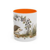 Small Hedgehog Accent Mug | Watercolor Nature Coffee Cup | 11oz 15oz Woodland Animal Gift — 11oz / Orange — front