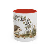 Small Hedgehog Accent Mug | Watercolor Nature Coffee Cup | 11oz 15oz Woodland Animal Gift — 11oz / Red — front