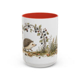 Small Hedgehog Accent Mug | Watercolor Nature Coffee Cup | 11oz 15oz Woodland Animal Gift — 15oz / Red — front