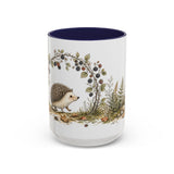 Small Hedgehog Accent Mug | Watercolor Nature Coffee Cup | 11oz 15oz Woodland Animal Gift — 15oz / Navy — front