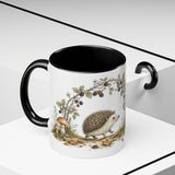 Small Hedgehog Accent Mug | Watercolor Nature Coffee Cup | 11oz 15oz Woodland Animal Gift — 11oz / Black — context-2