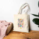Small Steps Make A Great Path Tote Bag — Ancient Wisdom Quote Canvas Bag — Colorful Philosophy Gift — Product view — Photo 13