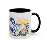 Small Steps Make Bright Days Mug, Botanical Inspirational Coffee Cup, Encouragement Gift, 11oz 15oz Accent Mug — 11oz / Black — right