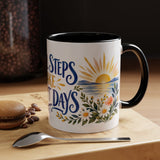 Small Steps Make Bright Days Mug, Botanical Inspirational Coffee Cup, Encouragement Gift, 11oz 15oz Accent Mug — 11oz / Black — context-1