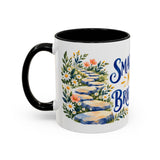 Small Steps Make Bright Days Mug, Botanical Inspirational Coffee Cup, Encouragement Gift, 11oz 15oz Accent Mug — 11oz / Black — left