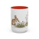Soft Brown Rabbit Accent Mug | Watercolor Nature Coffee Cup | 11oz 15oz Farm Animal Gift — 15oz / Red — front