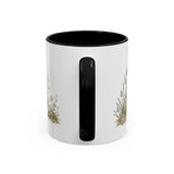 Soft Brown Rabbit Accent Mug | Watercolor Nature Coffee Cup | 11oz 15oz Farm Animal Gift — 11oz / Black — back