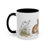 Soft Brown Rabbit Accent Mug | Watercolor Nature Coffee Cup | 11oz 15oz Farm Animal Gift — 11oz / Black — left