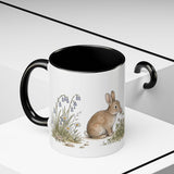 Soft Brown Rabbit Accent Mug | Watercolor Nature Coffee Cup | 11oz 15oz Farm Animal Gift — 11oz / Black — context-2