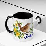 South Carolina State Bird and Flower Mug, Watercolor Botanical Coffee Cup, Nature Lover Gift, 11oz 15oz Accent Mug — 11oz / Black — context-2