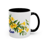 South Carolina State Bird and Flower Mug, Watercolor Botanical Coffee Cup, Nature Lover Gift, 11oz 15oz Accent Mug — 11oz / Black — right