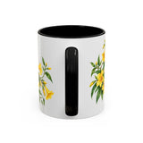 South Carolina State Bird and Flower Mug, Watercolor Botanical Coffee Cup, Nature Lover Gift, 11oz 15oz Accent Mug — 11oz / Black — back