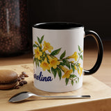 South Carolina State Bird and Flower Mug, Watercolor Botanical Coffee Cup, Nature Lover Gift, 11oz 15oz Accent Mug — 11oz / Black — context-1