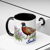South Dakota State Bird and Flower Mug, Watercolor Botanical Coffee Cup, Nature Lover Gift, 11oz 15oz Accent Mug — 11oz / Black — context-2