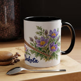 South Dakota State Bird and Flower Mug, Watercolor Botanical Coffee Cup, Nature Lover Gift, 11oz 15oz Accent Mug — 11oz / Black — context-1