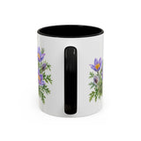 South Dakota State Bird and Flower Mug, Watercolor Botanical Coffee Cup, Nature Lover Gift, 11oz 15oz Accent Mug — 11oz / Black — back