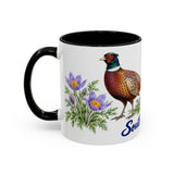 South Dakota State Bird and Flower Mug, Watercolor Botanical Coffee Cup, Nature Lover Gift, 11oz 15oz Accent Mug — 11oz / Black — left