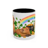 St. Patrick's Day Capybara Mug, Calm Clover, Cute Animal Lover Gift, Watercolor Ceramic Coffee Cup, 11oz 15oz — 11oz / Black — front
