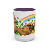 St. Patrick's Day Capybara Mug, Calm Clover, Cute Animal Lover Gift, Watercolor Ceramic Coffee Cup, 11oz 15oz — 15oz / Purple — front
