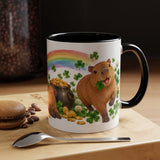 St. Patrick's Day Capybara Mug, Calm Clover, Cute Animal Lover Gift, Watercolor Ceramic Coffee Cup, 11oz 15oz — 11oz / Black — context-1