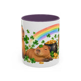 St. Patrick's Day Capybara Mug, Calm Clover, Cute Animal Lover Gift, Watercolor Ceramic Coffee Cup, 11oz 15oz — 11oz / Purple — front